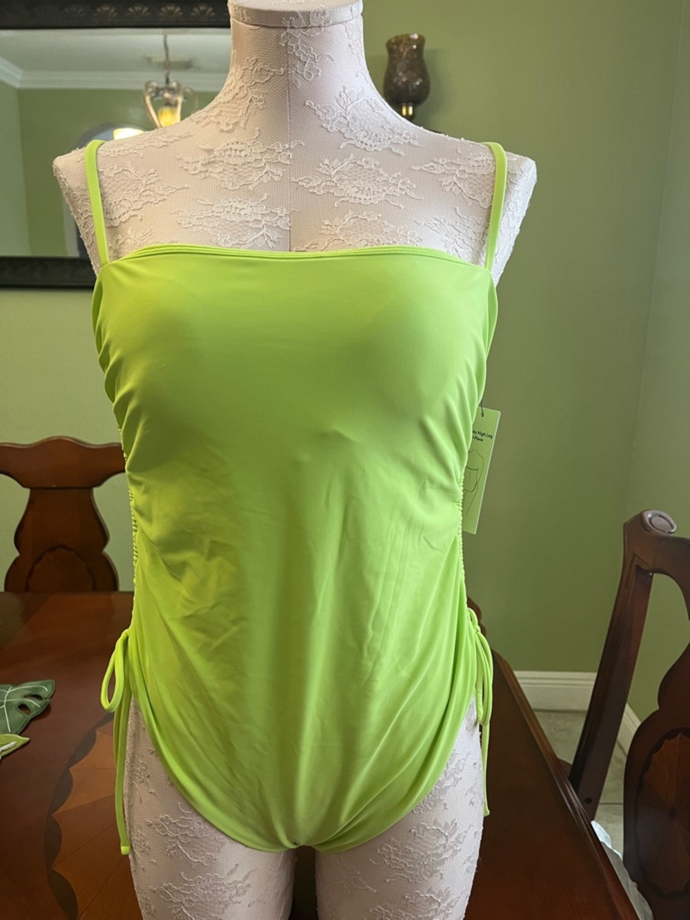 Boohoo Neon Lime Ruched Side Bodysuit
